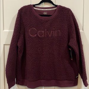 Maroon Fuzzy Calvin Klein sweatshirt